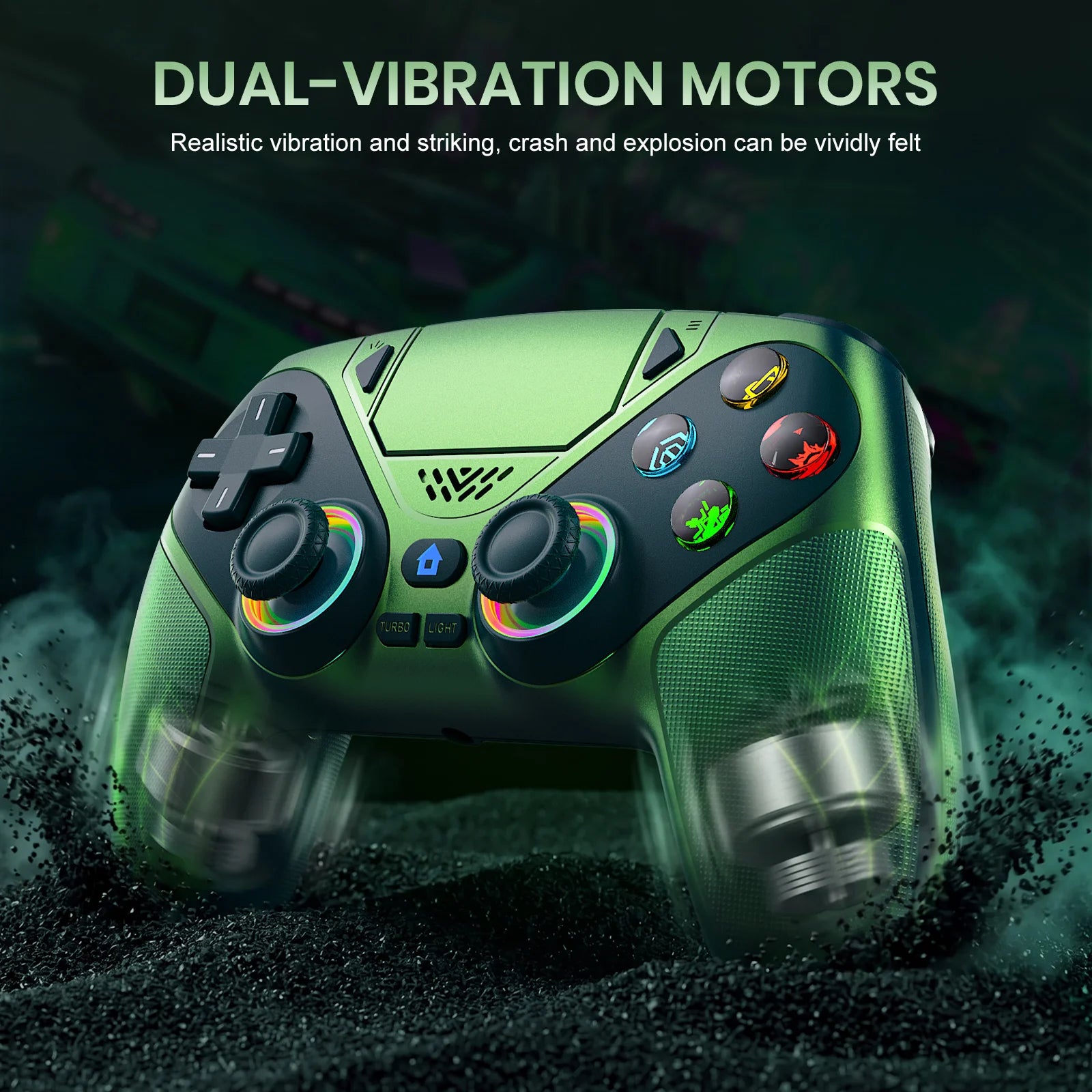 For Playstation 5/PS5 Pro/Slim/PC RGB Light Wireless Console Controller Gamepad Dual Vibration Marco/Turbo Function Programming
