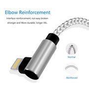Cable USB de 90 grados para iPhone 14 13 12 11 Pro Max X XR 6s 7 8 Plus 1m 2m, cable de carga rápida y transferencia de datos para teléfono móvil
