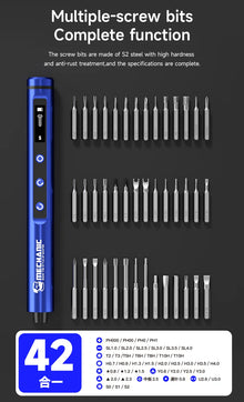 MECHANIC ES420 42-in-1 Set Electric Screwdriver with LED Light Magnetic Bits Dual Mode Electric and Manual Repair Tool Kit