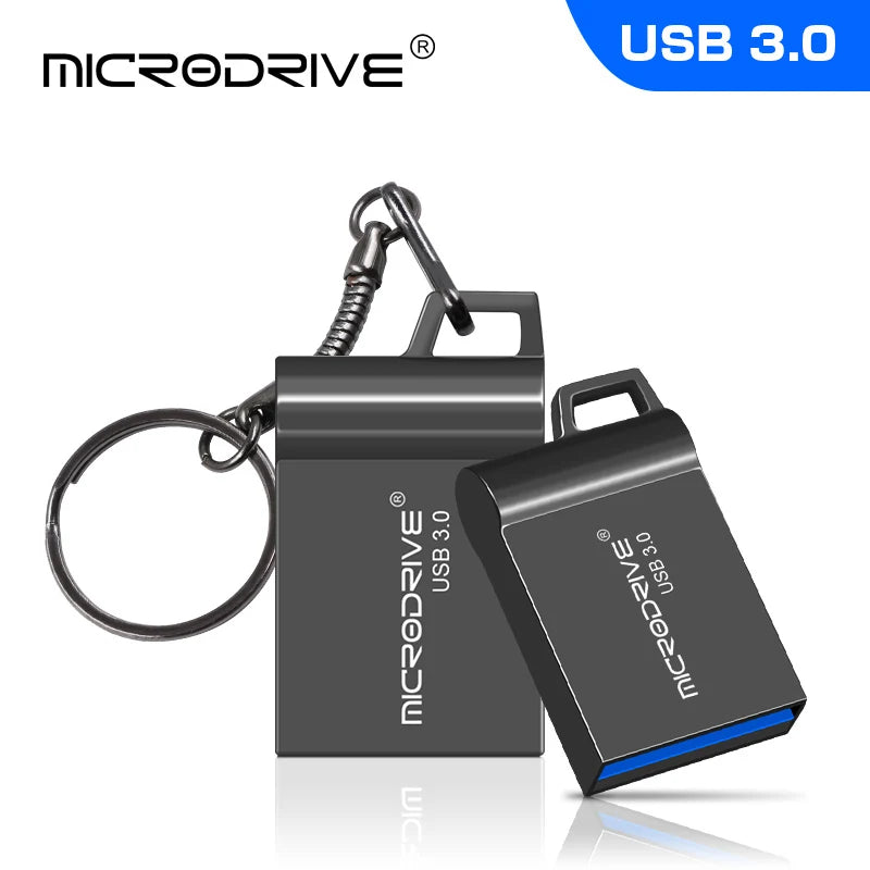 High Speed Mini USB 3.0 Flash Drive 16GB 32GB 64GB 128GB Metal Pendrive Waterproof usb drive Pen memory Sticks with key Chain