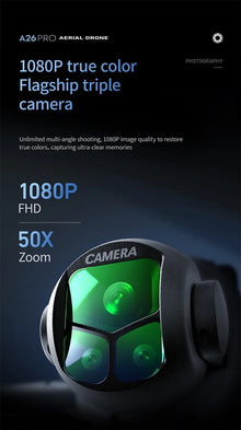 Original A26 Pro Drone 4K HD 8k Triple Camera FPV Brushless Motor Obstacle Avoidance Foldable RC Quadcopter Professional Aerial