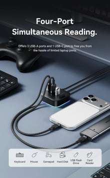 Vention USB A 3.0 HUB RGB Light Switch USB C 3.2 Gen1 5Gbps Desktop Hub Adapter for PC Laptop Accessories USB Splitter Extender