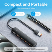 Concentrador USB Vention de 4 puertos ABS, USB 3.2 de 10 Gbps para portátil, adaptador divisor múltiple para accesorios de ordenador, Xiaomi y Macbook.