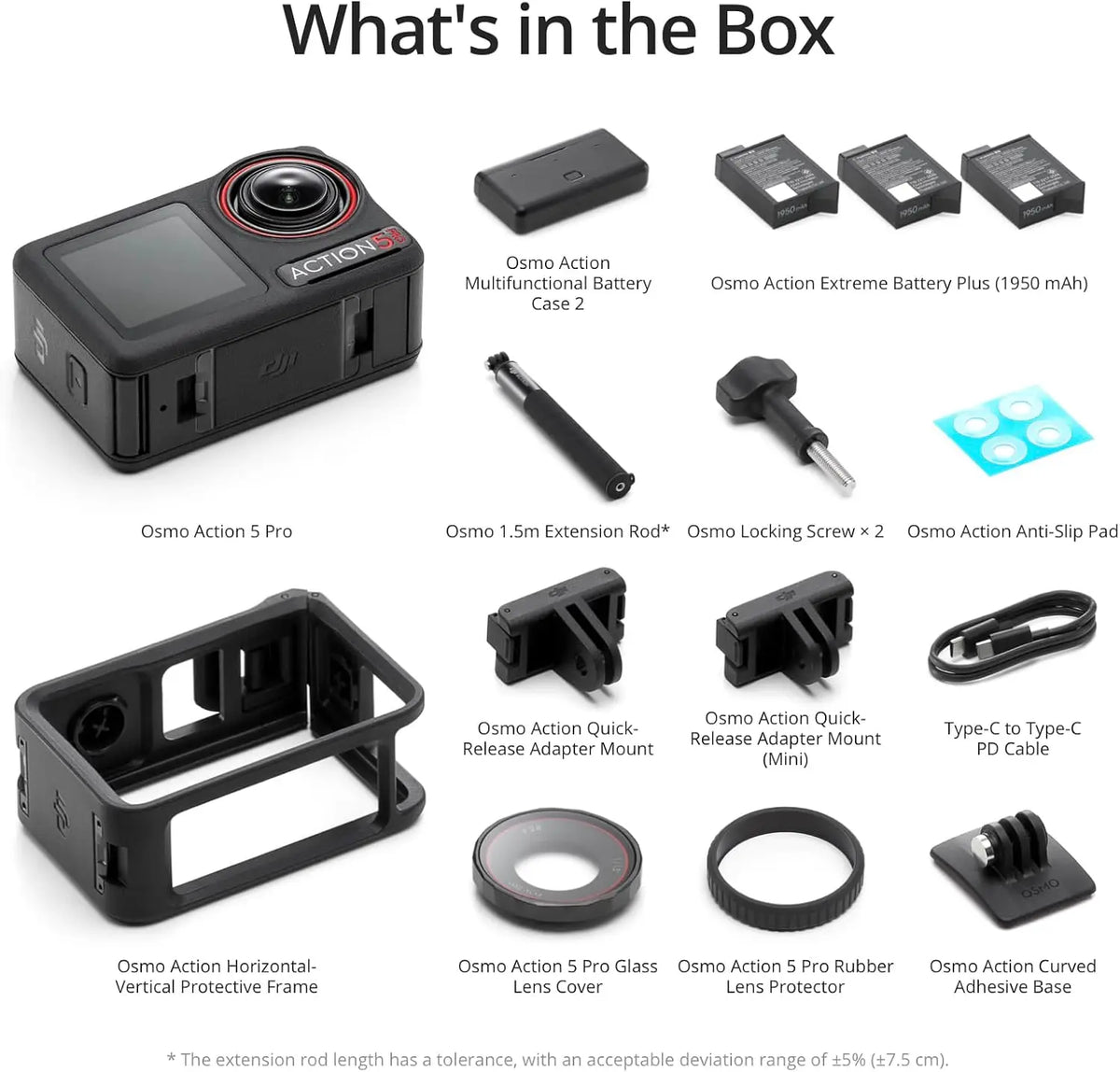 DJI Osmo Action 5 Pro Camera Open Box 1/1.3" Sensor 4K/120fps Video Subject Tracking 12h Extended Battery Life with 3 Batteries 1.5m Rod Battery Case