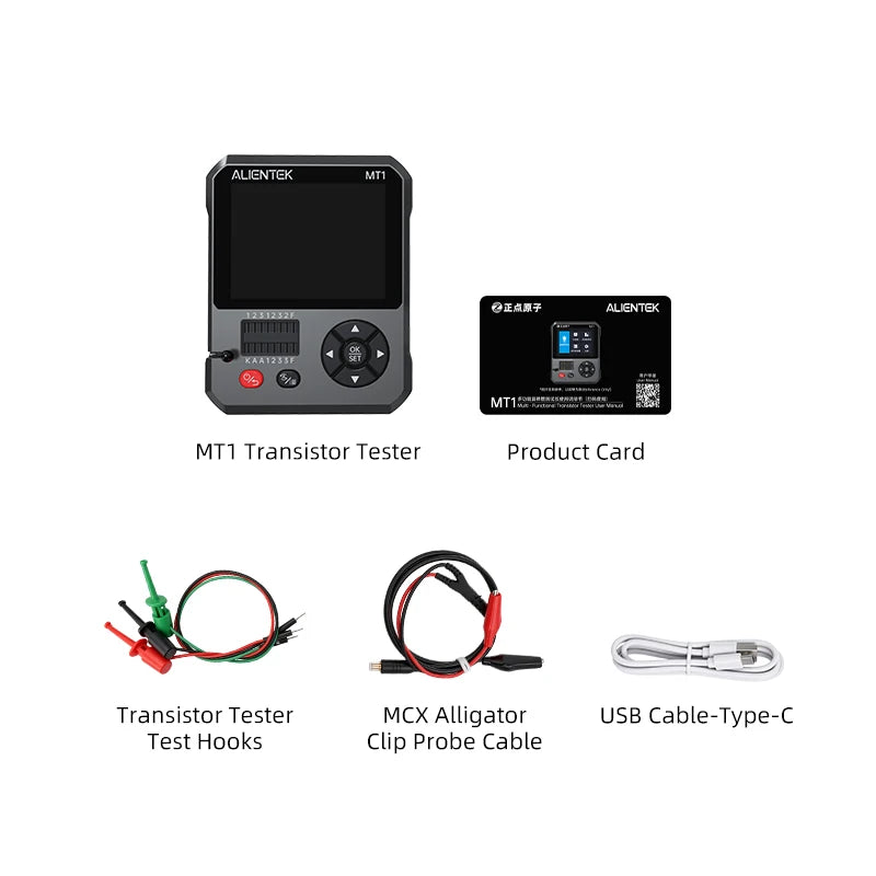 ALIENTEK MT1 Transistor Tester LCR ESR Meter Diode Triode Capacitance Resistance Meter IR Multifunction Tester Multimeter