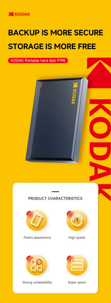 KODAK P190 External HDD 500GB 1TB Portable 2.5 Inch Hard Drive USB 3.0 5Gbps Storage for PC Laptop PS4 PS5 with Free Case