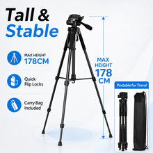 360° Camera Tripod Stand, Portable Photography Tripod for Phone, Telescope, Projector, Action Camera, Selfie, Live Streaming & V