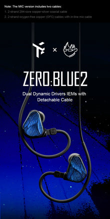TRUTHEAR X Crinacle Zero:BLUE2 Earphone Wired In-Ear HIFI Music Gaming Headphones 3.5mm Plug