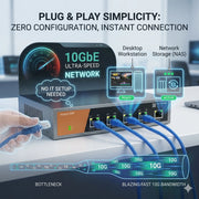 Switch no gestionado KeepLiNK de 5 puertos 10GbE | Hub de red de escritorio 10G con carcasa metálica y ventilador silencioso