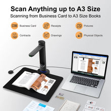 VIISAN K48 48MP Book Scanner，600DPI AI Document Camera with OCR, Auto Page Smoothing, Laser Positioning, Windows/Mac