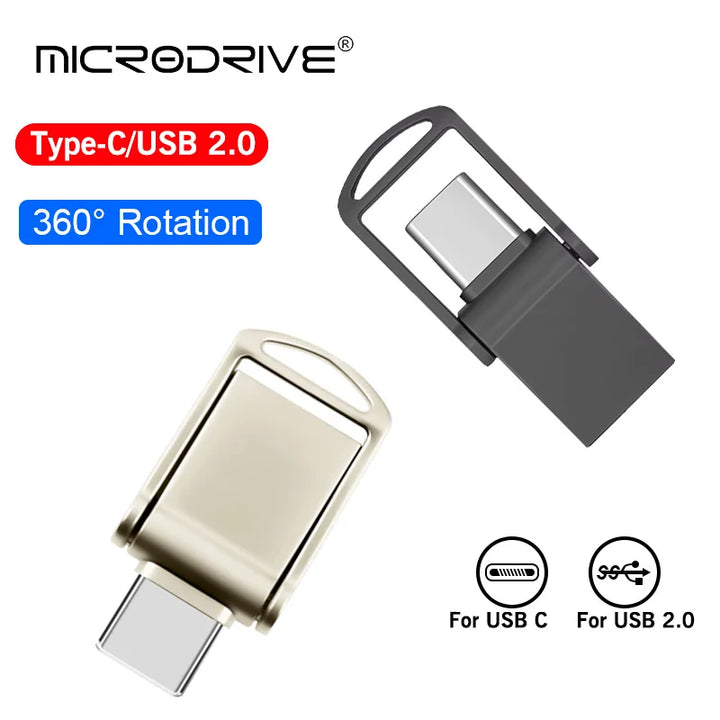 Dual-Interface USB 2.0 Type-C Flash Drive 16-128GB,High-Speed Data Transfer,Plug and play，Compatible with PC/Phone/Laptop