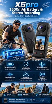 4K Panoramic Action Camera 200 Degree Wide Angle Dual Lens 2.0 IPS Portable Vlog Camera for Cycling Travel Outdoor Sports Camera