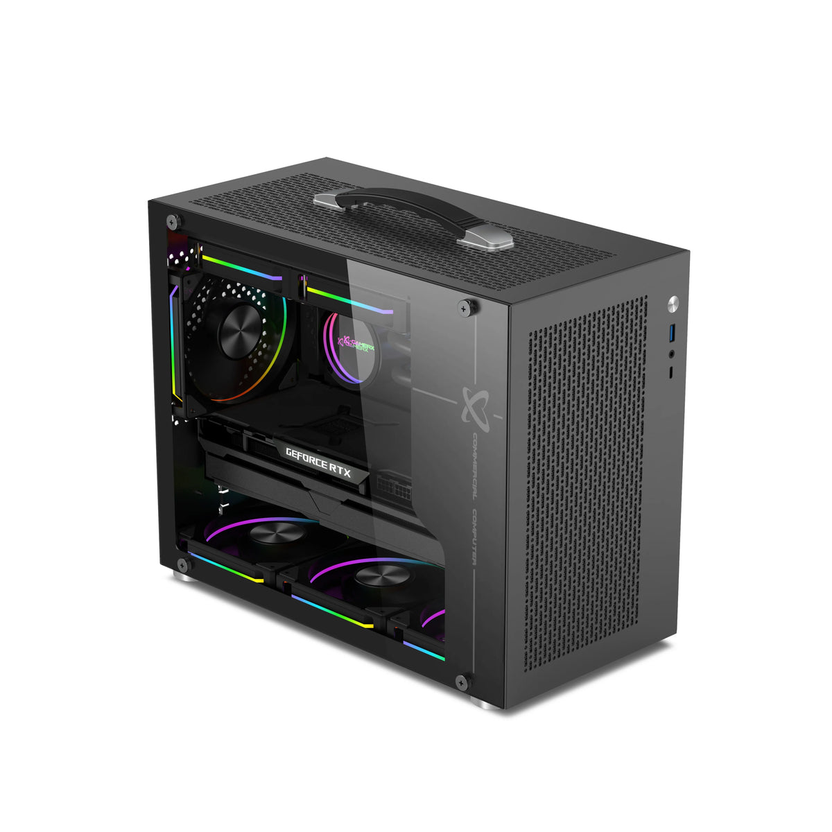 Power Train X-Gamerx X100 Pro M-ATX PC Case Transparent Side 240 Water-Cooled TYPE-C ATX SFX Power Supply MINI Portable Case