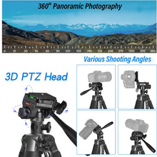 63''/160cm Video Tripod Monopod, 3 Way Pan Tilt Head, Overhead Camera Mount, Horizontal Central Axis, Phone Holder Compatible wi
