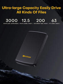 KODAK P150 2.5" Portable External Hard Drive 1TB/500GB USB 3.0 - Fast Transmission for PC, Laptop, Smartphone& Storage
