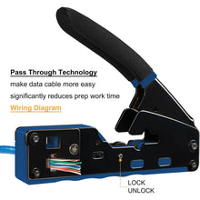 RJ45 Crimp Tool Kit Pass Through Cat6 Crimping Tool For Cat5 Cat5e Cat6 8P8C Connector, All-in-one Ethernet Crimper