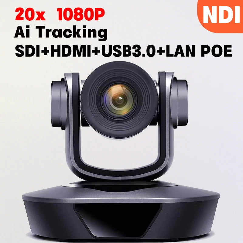 4K Ultra HD PTZ Camera, 20x Zoom, Supports NDI, POE, Ideal for Video Conferencing, Churches, Events, and Live Streaming
