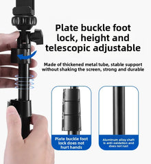173cm Extendable Phone Tripod Stand, All-in-One Floor Selfie Stick for Live Streaming, Universal Mobile Holder, Stable Tri
