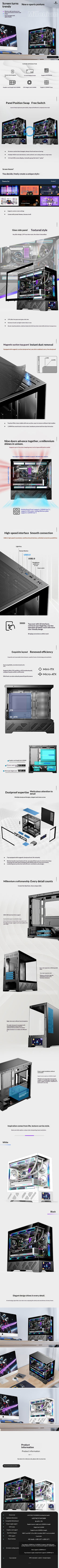 WJCOOLMAN Millennium MATX PC Case 5.5 Inch Screen/Digital Display 360 Water Cooler Sea View Room Customize Screen Computer Case