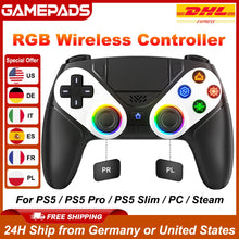 RGB Gamepad For Playstation 5/PS5 Pro/Slim/PC Wireless PS5 Controller 3D Game Joystick Dual Vibration Macro/Turbo Function