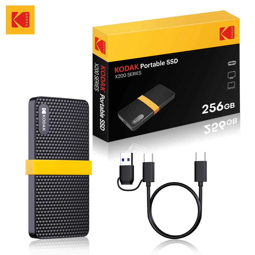 KODAK X200 External SSD Hard Drive USB3.1 Type-C Mini Portable SSD 256B 512GB 1TB For Laptops Smartphone PS4 PC TV