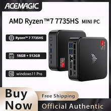 AMD Ryzen 7 7735HS Mini PC 16GB LPDDR5 512GB NVMe SSD Triple 4K Display Mini Computer WiFi 6 BT 5.2 Preinstalled Windows 11 Pro