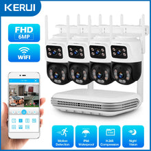 KERUI 6MP HD Dual Lens WIFI IP Camera 8CH NVR Wireless Home Security Camera System Kit Surveillance CCTV Night Vision