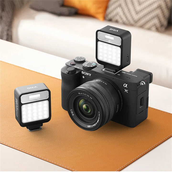 VRIG Retro Camera Flash Speedlite for Sony ZV1 Ricoh GR3 Fujifilm XT5 Nikon Z30 Mini LED Constant Light Universal Hot Shoe Flash