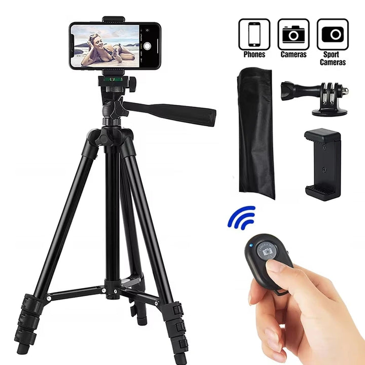 Phone Tripod Stand with Bluetooth Remote Aluminum Universal Camera Gopro Phone Photography Holder Recording Mobile Live Tripod