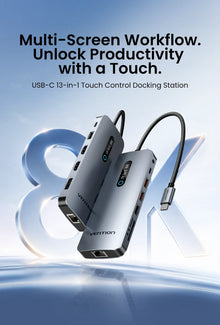 Vention USB C 8K 4K DP HDMI Docking Station 13 in 1 USB 3.2 10Gbps HUB TF SD RJ45 HUB One Touch Screen Off for MacBook Windows