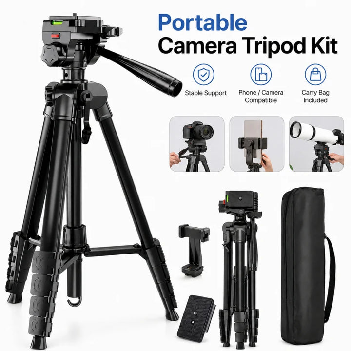 Professional 73 Inch Camera Tripod Heavy Duty Stand with Phone Holder Travel Bag for DSLR SLR DV Projector Photography