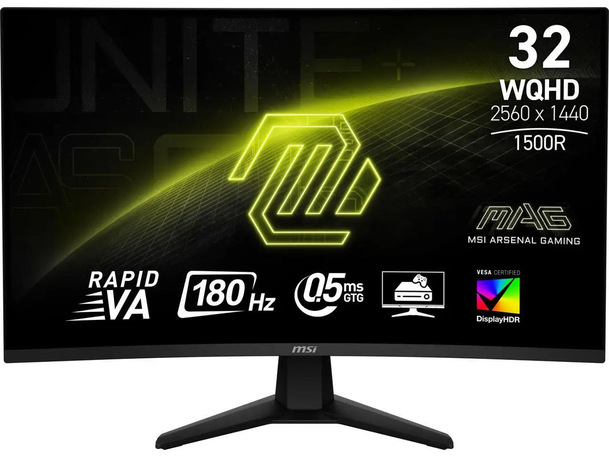 MSI 32" WQHD 2K 1440P 180Hz with AMD FreeSync 0.5ms HDR400 101% sRGB Curved Gaming Computer Monitor MAG 32CQ6F