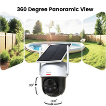 Cámara de seguridad solar WiFi Dekco de 3MP, 100% sin cables, con batería de 5000mAh, audio bidireccional, panel solar inalámbrico y cámara CCTV PTZ