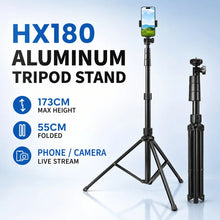173cm Extendable Phone Tripod Stand, All-in-One Floor Selfie Stick for Live Streaming, Universal Mobile Holder, Stable Tri