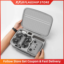 XFJI Travel Organizer Bag for DJI NEO 2 Drone Accessories Hard Shell PU Leather Case Fits RC-N3 Remote Protective Shoulder Pouch