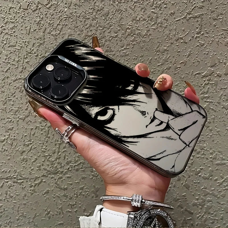 Cool anime character Death Note pattern phone case for iPhone 16, 15, 14, 13, 12, 11 Pro Max Plus