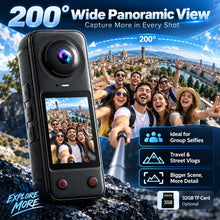4K Panoramic Action Camera 200 Degree Wide Angle Dual Lens 2.0 IPS Portable Vlog Camera for Cycling Travel Outdoor Sports Camera