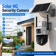Solar 4G Security Camera 3MP+3MP Dual Lens PTZ IP66 Outdoor PIR Motion Detection V380 App No WiFi Wireless CCTV Camera Home Farm