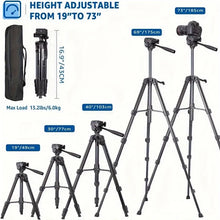 Professional 73 Inch Camera Tripod Heavy Duty Stand with Phone Holder Travel Bag for DSLR SLR DV Projector Photography