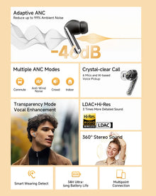 QCY MeloBuds Pro ANC Wireless Bluetooth Earphones 46dB Hybrid ANC Hi-Res LDAC Bluetooth 5.3 Earbuds 6 Mic 34H Playtime