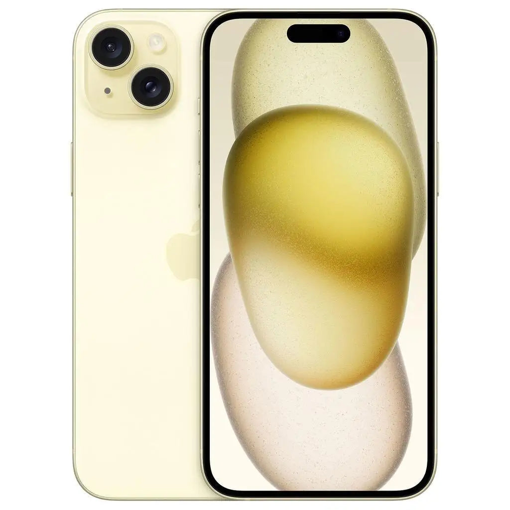 iPhone 15 Plus Apple reacondicionado de grado 1-4, modelo A2847, amarillo. Teléfono móvil original auténtico, hardware genuino, cable de carga USB gratuito incluido.