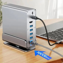 15 in 1 USB-C Docking Station 4K HD Vertical Hub with Triple Monitor RJ45 1000M USB3.0/2.0 PD 100W SD/TF Audio 3.5mm for Mac Pro