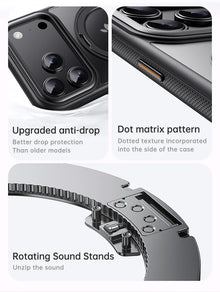 360° Mechanical Torque-Sound Rotating Stand Holder Magnetic Magsafe Phone Case For iPhone 16 15 14 13 17 18 Pro Max Plus Air 17E