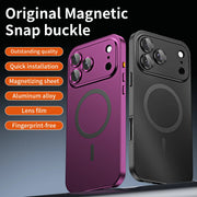 Buckle Type Metal Phone Case For Iphone 13 14 15 16 17 18 Pro Max Aluminum Frame Magnetic Phone Cover For Magsafe PC Back Panel