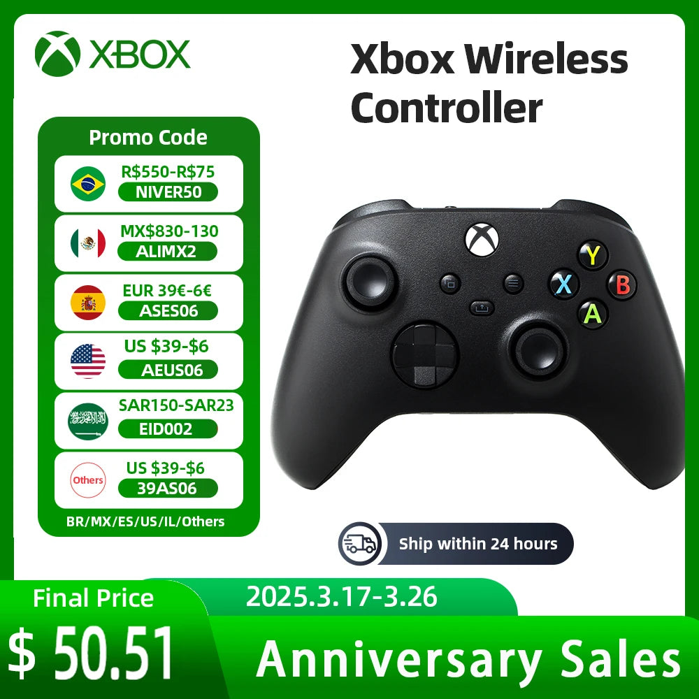 Microsoft Xbox Core Wireless Controller Carbon Electric Volt White Black for Xbox Series X Xbox Series S Xbox One Controller