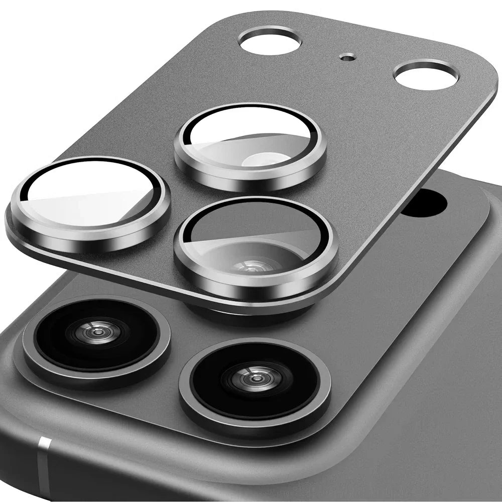 1 unidad de protector de lente de cámara mate de cobertura completa para iPhone 17 Pro Max / 17 Pro, ultra delgado, marco de metal anticaída