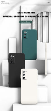 Funda de silicona líquida con bordes rectos para Samsung Galaxy S20 FE S20FE Plus Ultra 5G, color liso, suave, protectora para la parte trasera del teléfono