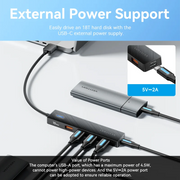 Concentrador USB Vention de 4 puertos ABS, USB 3.2 de 10 Gbps para portátil, adaptador divisor múltiple para accesorios de ordenador, Xiaomi y Macbook.