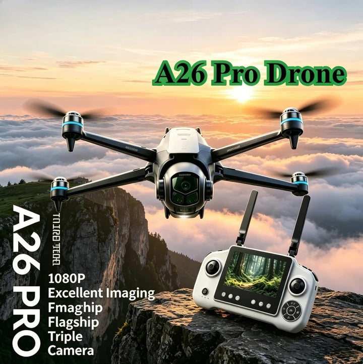 Original A26 Pro Drone 4K HD 8k Triple Camera FPV Brushless Motor Obstacle Avoidance Foldable RC Quadcopter Professional Aerial
