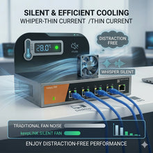 KeepLiNK 5-Port 10GbE Unmanaged Switch | Metal Silent Fan 10G Desktop Network Hub